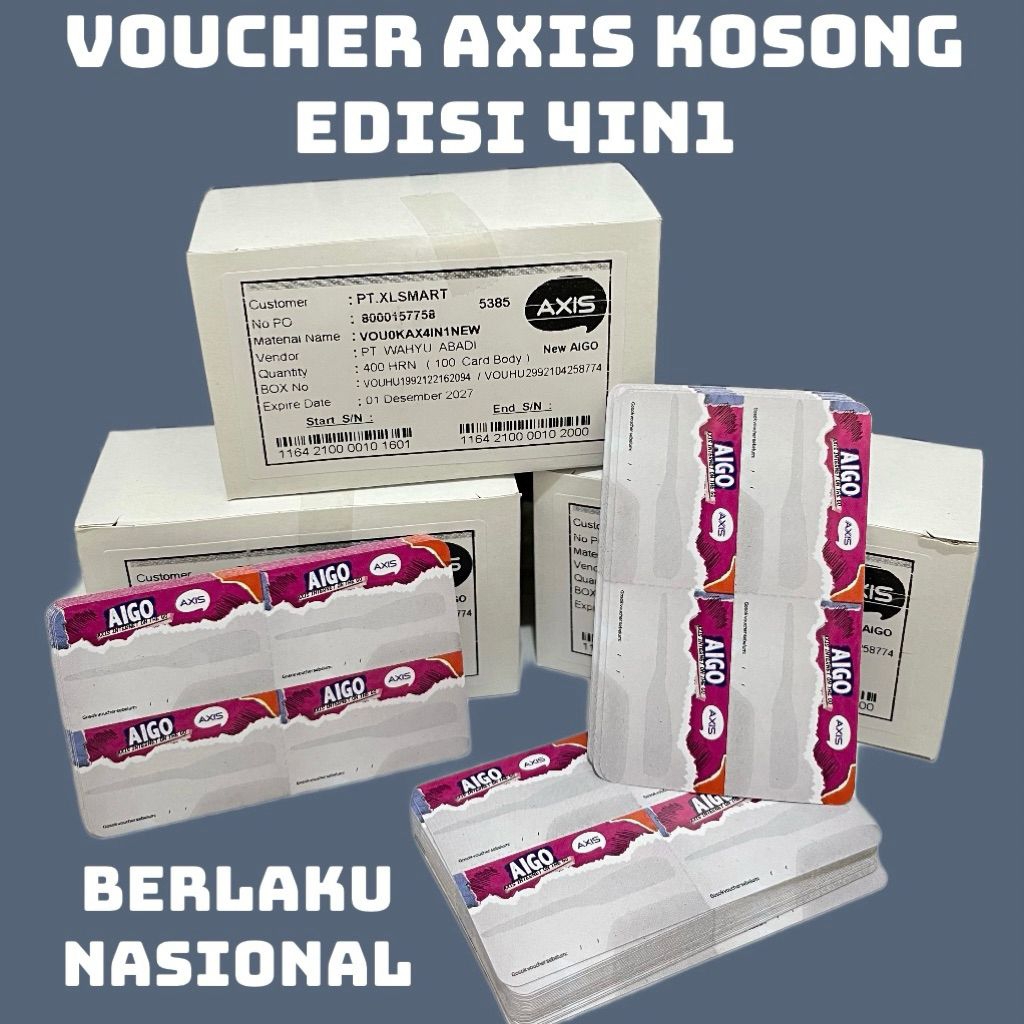 Voucher Kosong Axis Nasional 400 SN,  1 BOX