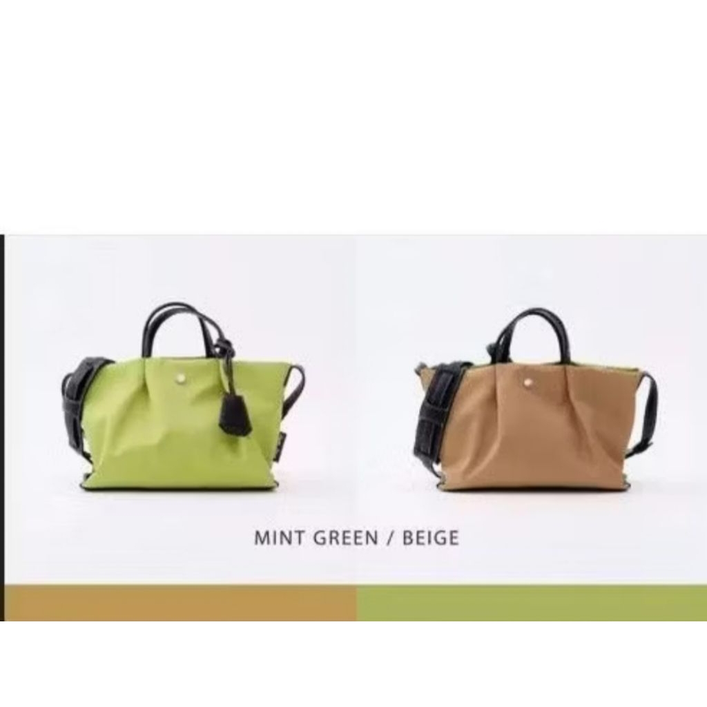 Tas Legato Largo Prelove Kondisi 90% 2 Warna Depan Belakang Beige & Hijau Mint