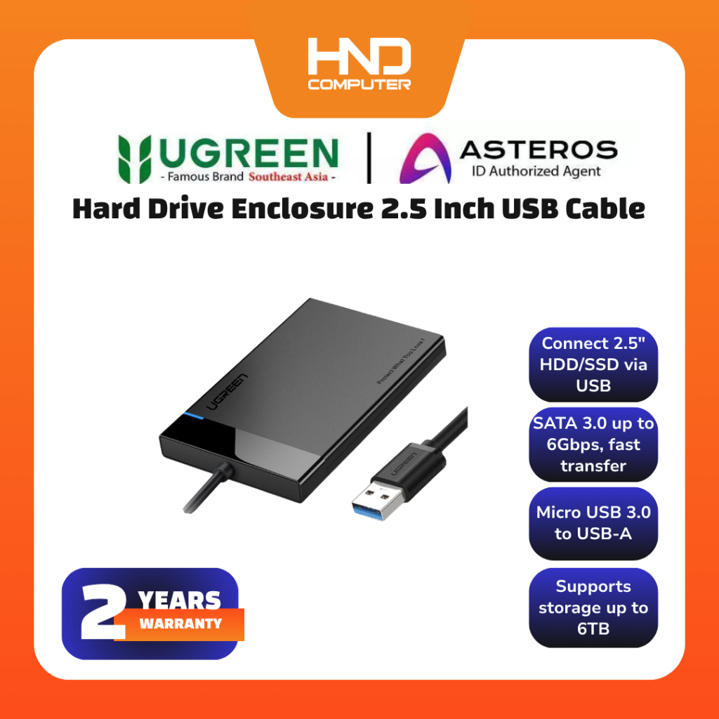 UGREEN Enclosure HDD/SSD USB-A to 2.5" SATA Lite - 30847