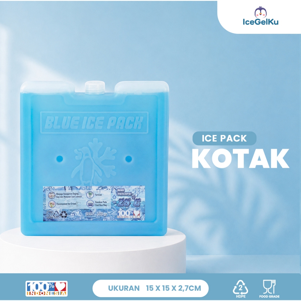 IceGelKu - Ice Pack Kotak 15x15x2,7cm Blue Ice Pack Pengganti Dry Ice Gel