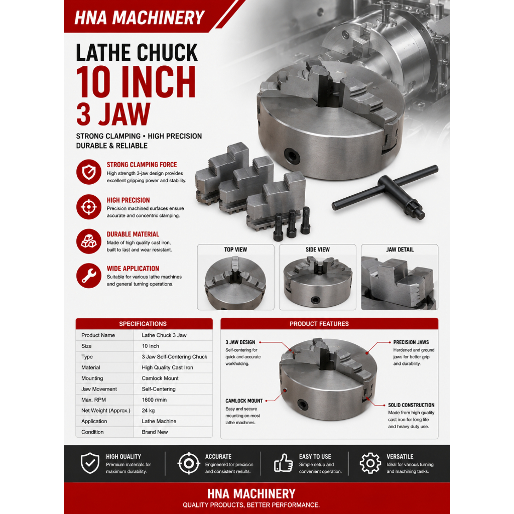 Chuck Bubut 10" 3 Jaw | Claw Bubut 3 Jaw | Catok Kepala Bubut 10 Inch