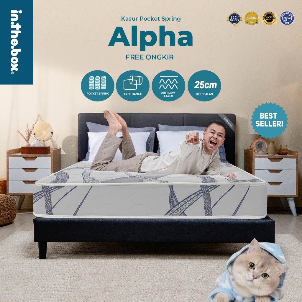 Kasur Spring and Foam IN THE BOX Alpha - Free Bantal Garansi 10 Tahun