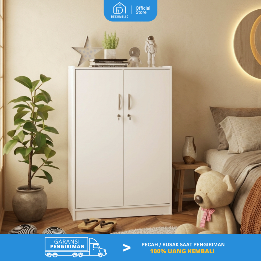Dekoholic Lemari Pakaian Anak / Lemari Minimalis Kecil 2 Pintu / Lemari Kos / CAMILLE BL