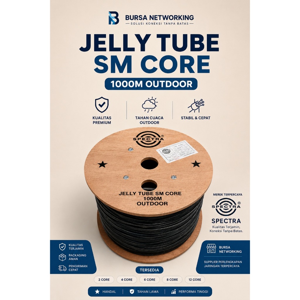 FO Fiber Optik Jelly Tube Spectra 2 Core 4 Core 8 Core12 Core 3 Seling Jelly Tube SPECTRA 1000M 1KM