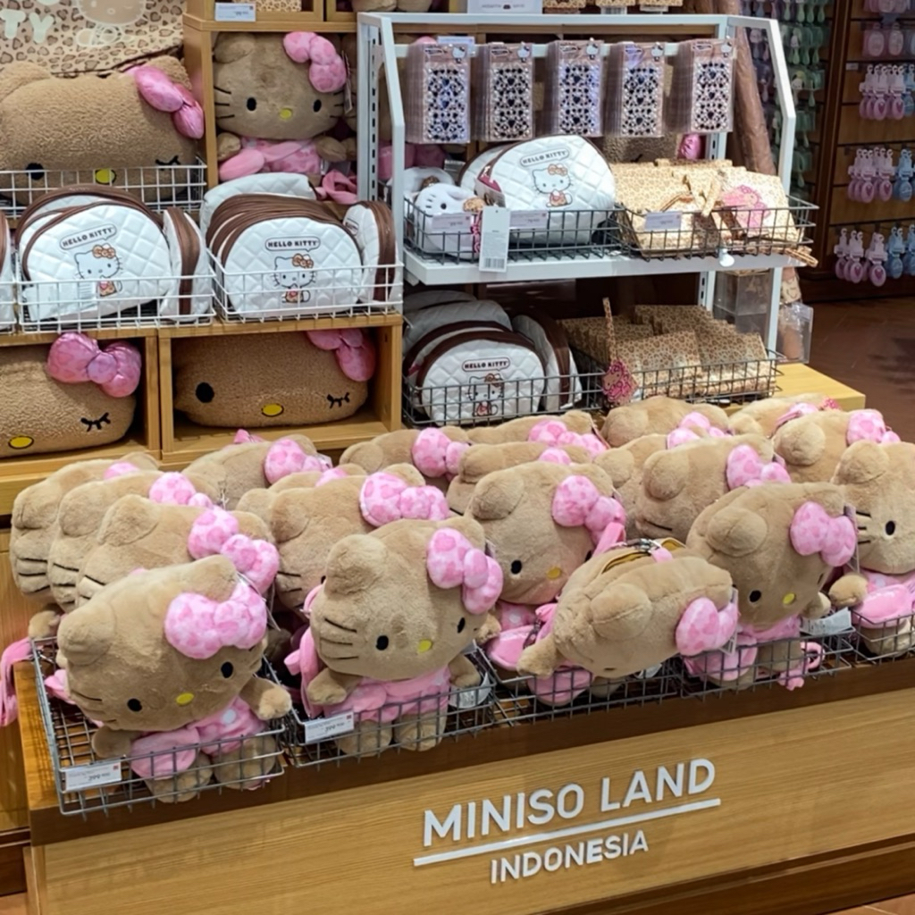 Miniso x Hello Kitty Leopard - Tas/Pouch/Dompet/totebag hello kitty Original Miniso