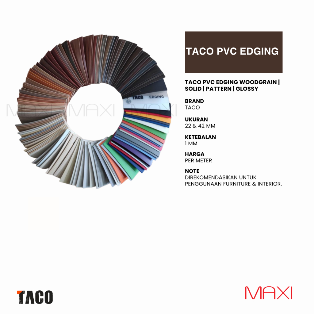 TACO - PVC EDGING - No.TE-SG002 - TE-P7012G - 42 x 1 MM -G/JG/SG/DP Series