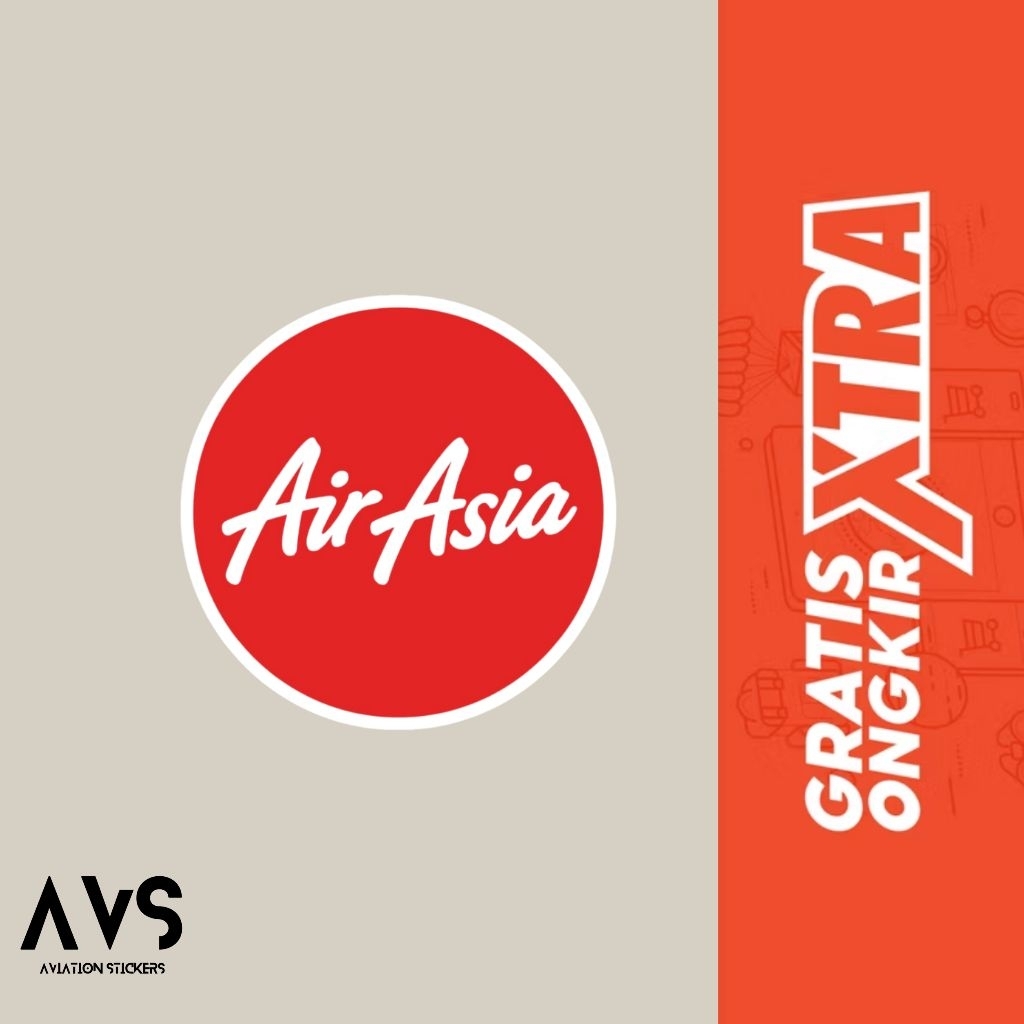 Sticker Maskapai AirAsia 4x4 cm Vinyl Waterproof | Stiker Pesawat Aviasi