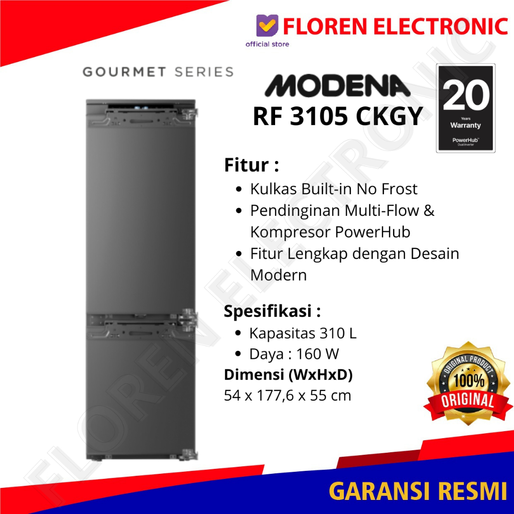 Kulkas Built In Modena RF 3105 CKGY / RF 3105CKGY / RF3105CKGY Built in Refrigerator Kulkas Tanam