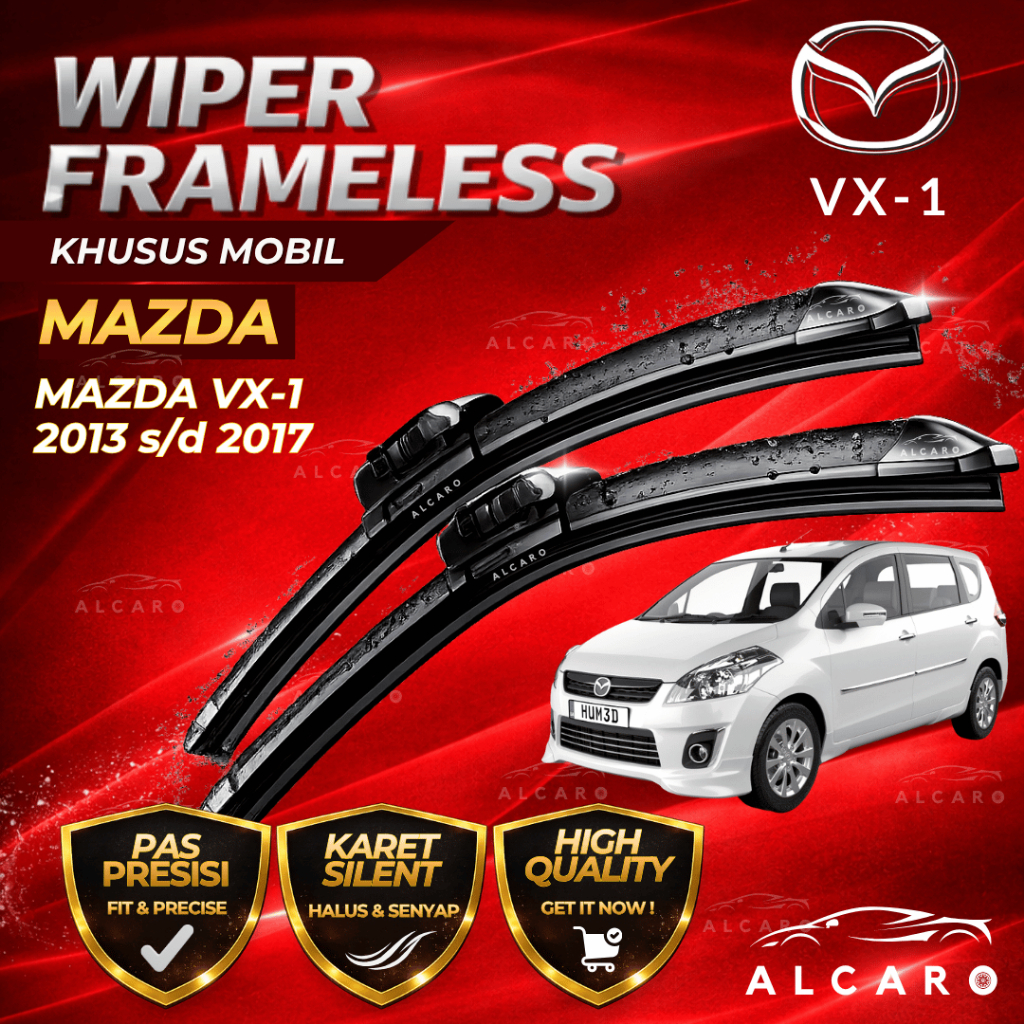 Alcaro Wiper Frameless MAZDA VX-1 2013 s/d 2017 Original Premium - Sapu Kaca MAZDA VX-1 - Wiper MAZD