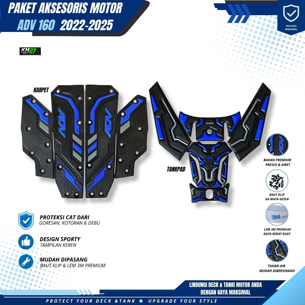 KM272 Paket Aksesoris  ADV 160 2022 - 2025 / Karpet & Tankpad ADV 160 Bahan Tebal Full Karet Premium