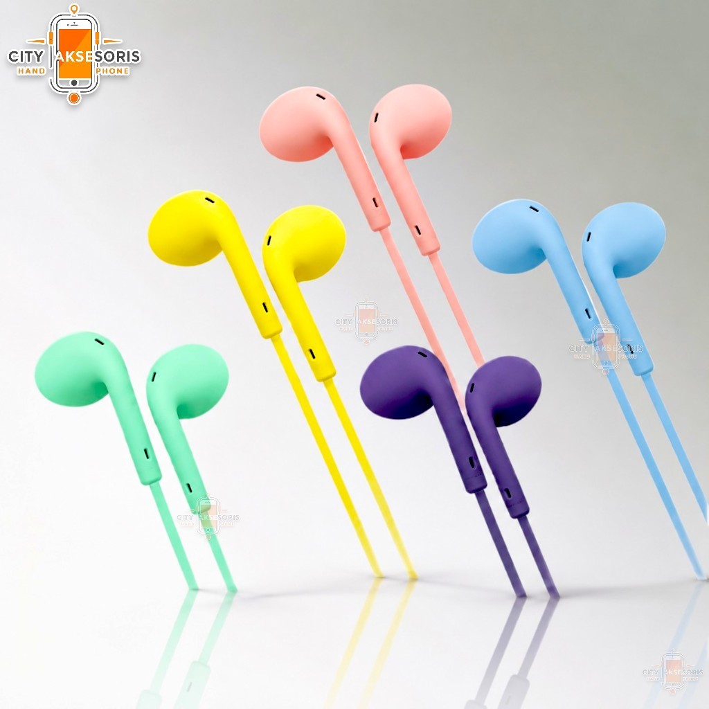 Handsfree Headset U19 Packing Plastik Macaron Stereo Handset U19 Earphones HF Universal Warna Warni 