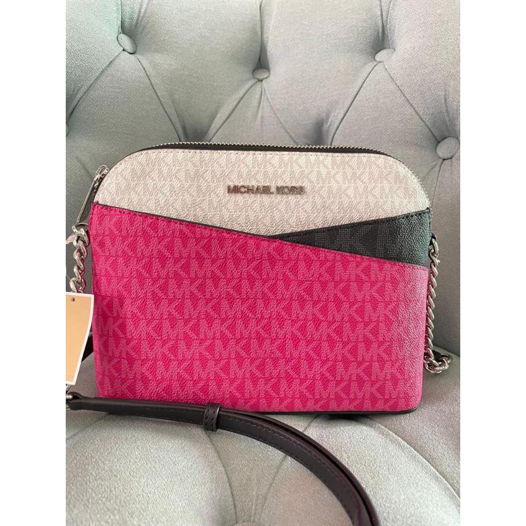 MK Jet Set Travel Dome Crossbody Bag Colorblock /  Dragon Fruit Multi