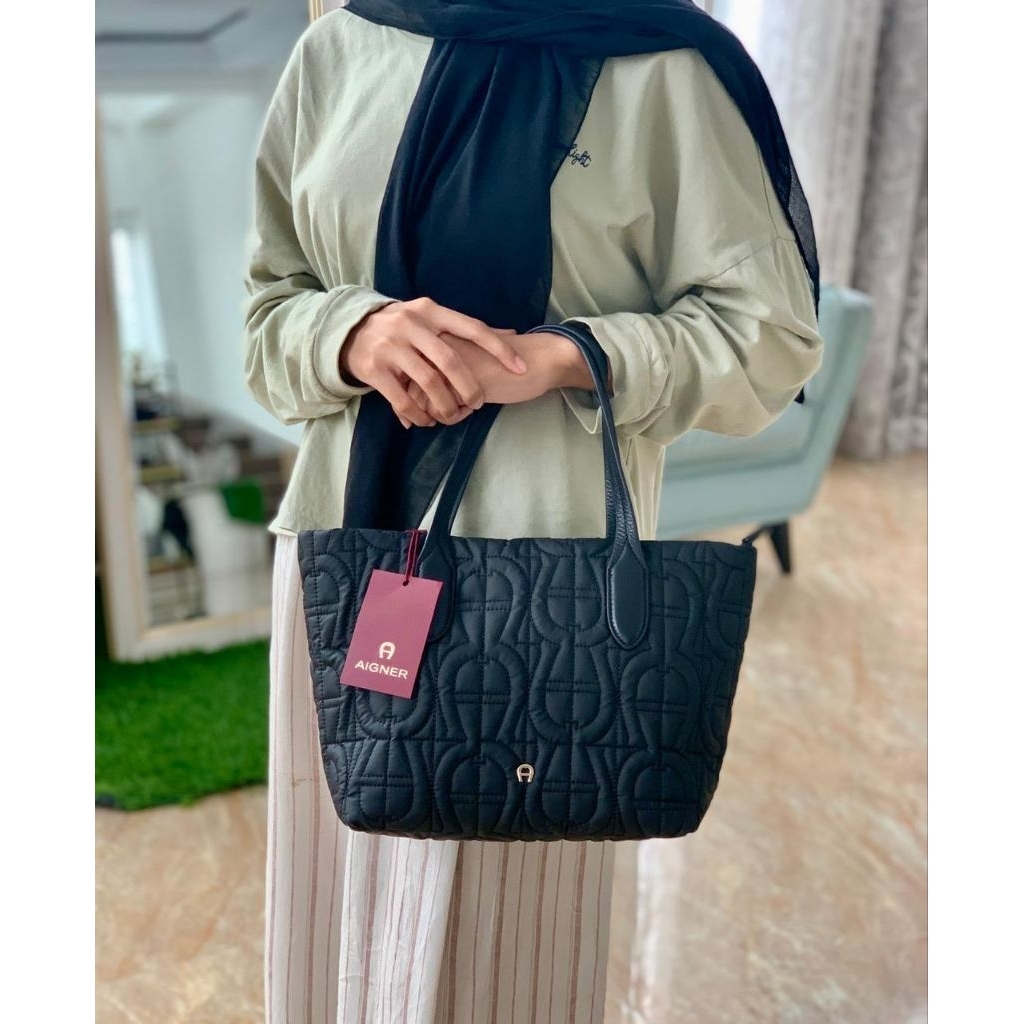 tas wanita Branded original aigner tote shopper cuscino nylon