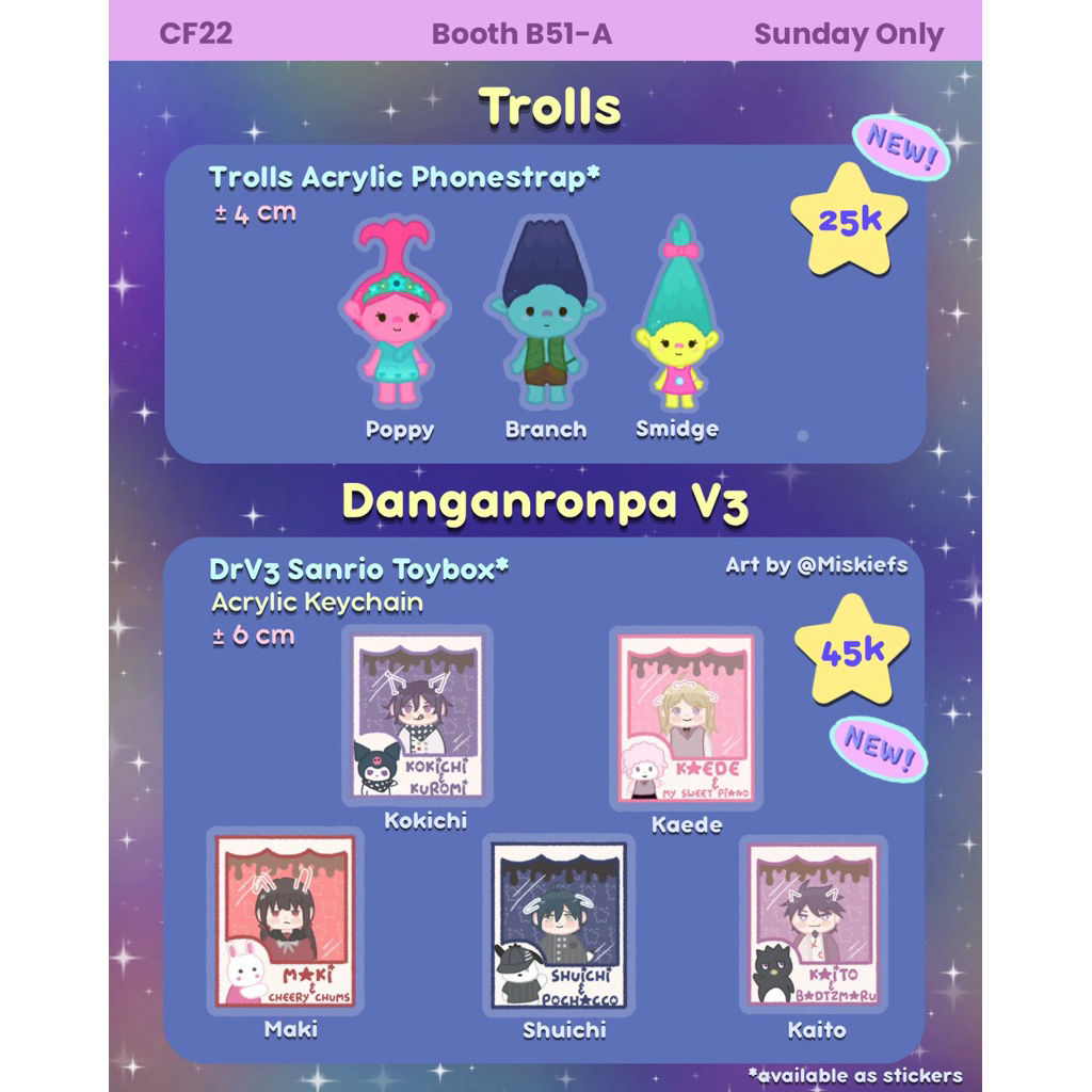 CF22 Comifuro Aftersale Danganronpa v3 Drv3 and Trolls Acrylic Keychain with Charms Kokichi Shuichi 