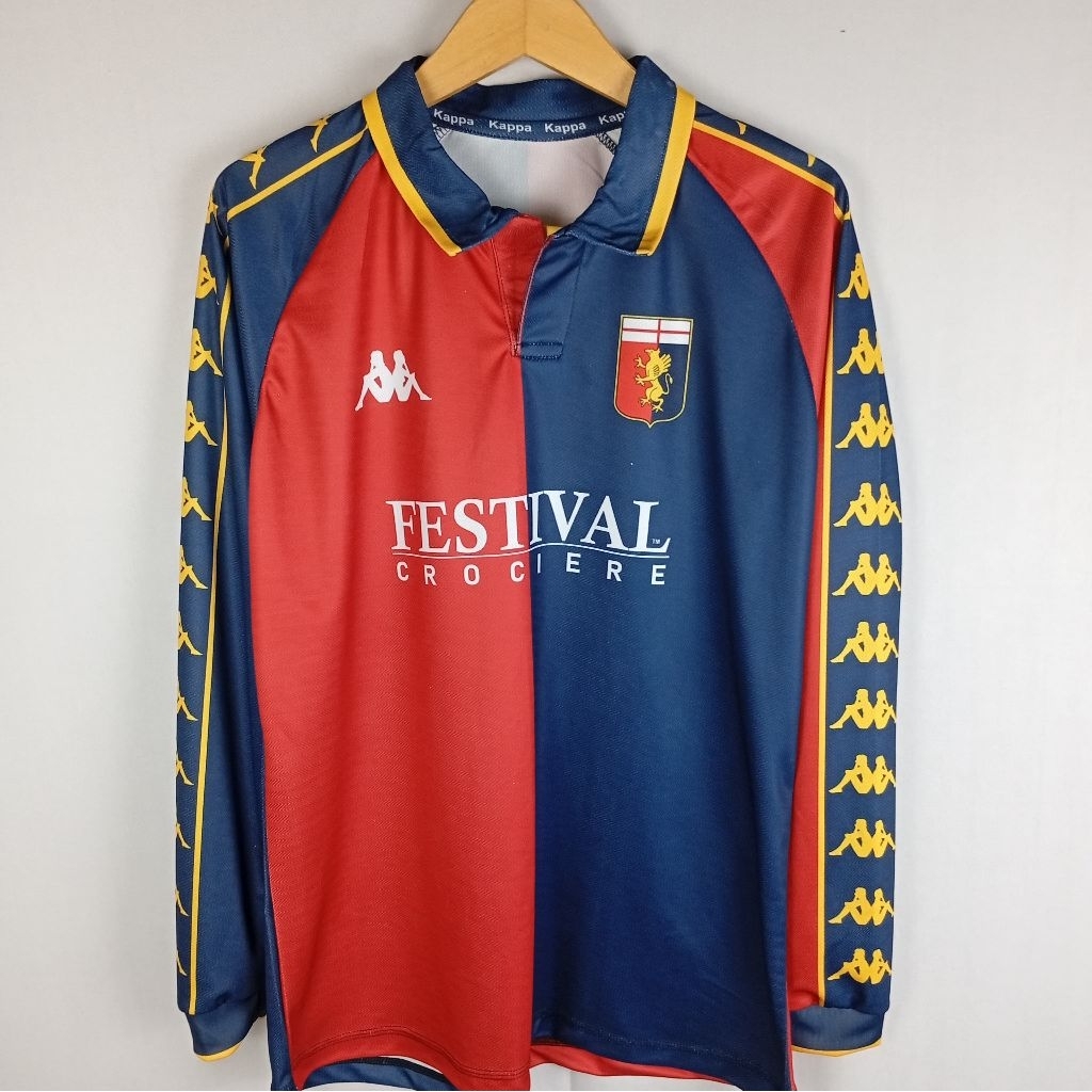 jersey Genoa home 1999/0 vintage retro lengan panjang/jersey elegan,klasik,Kappa, festival