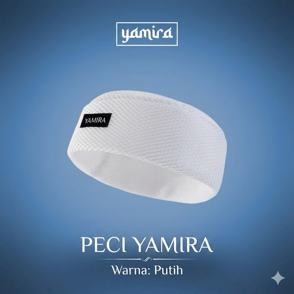 Peci Mesh Yamira Peci Muslim Pria Peci Santri Modern Peci Nyaman Adem Peci Stylish Putih