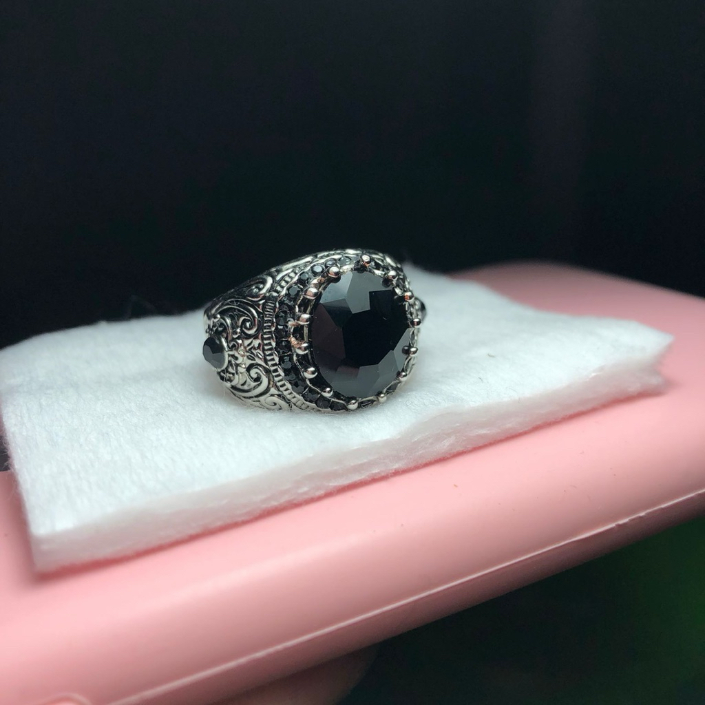 Cincin Batu Tetes Intan Hitam Alami Asli dan Istimewa
