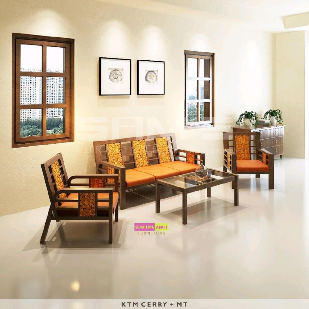 Siantano Furniture Sofa Cherry 311 plus meja sams sofa 311+MT sofa knockdown sofa kayu sofa tamu sof