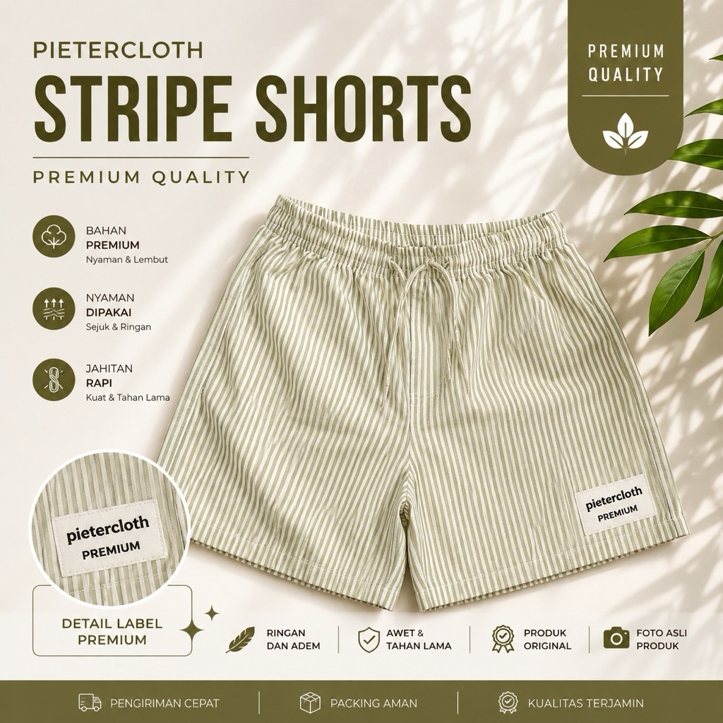 CELANA PENDEK PRIA WANITA KOLOR BOXER MOTIF GARIS GARIS SALUR