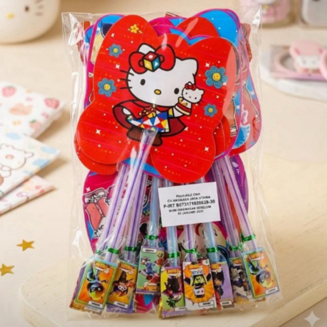 Permen Lolly unik Berhadiah Kipas Karakter Anak Isi 20pcs Permen Lollipop Mainan Hadiah Viral Best S