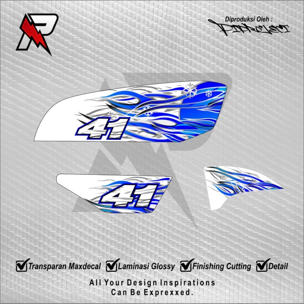STRIPING GL100 TRANSPARAN MOTIF API ARAI HAGA BEBAS CUSTOM