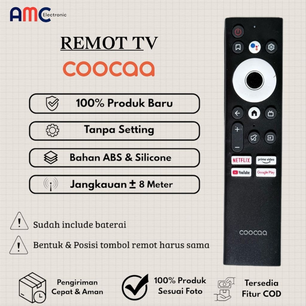 Remote Smart TV Android COOCAA 32S7G 32CTD6500 40S7G 40Z72 40CTD6500 43S7G 43Z65 43Z72 55Y65