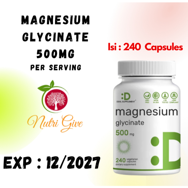 Deal Supplement Magnesium Glycinate 500mg 240 Veggie Capsules Eagleshine 500 Mg