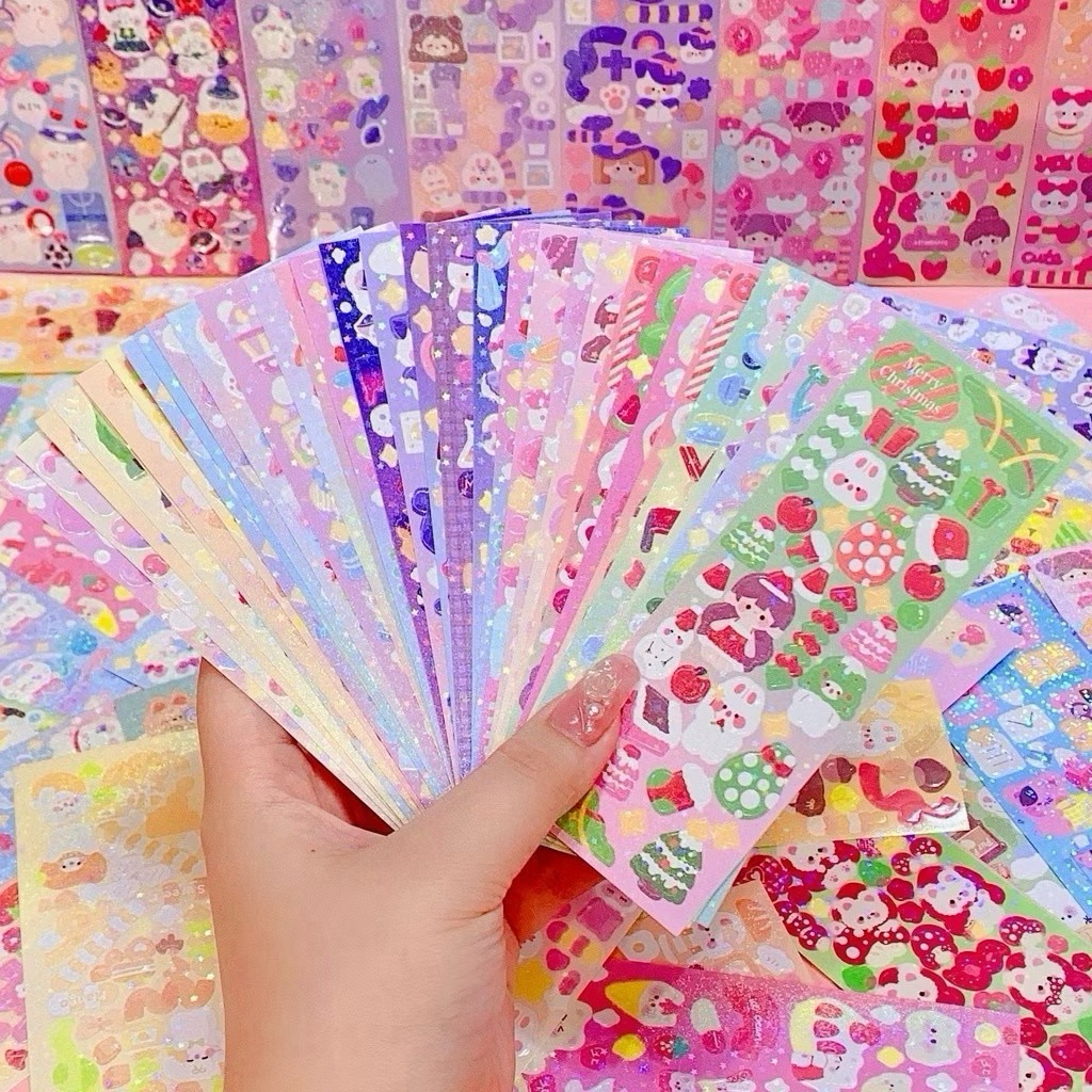 100 lembar/50 lembar / 20 lembar Berbagai Kartun Shiny Stiker Set Mahasiswa Hias DIY Bahan Stiker Lu