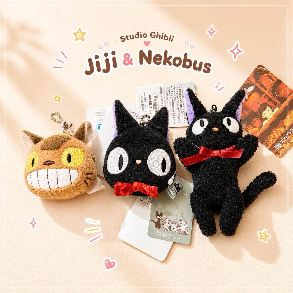 GHIBLI MERCHANDISE | STUDIO GHIBLI KEYCHAIN  / JIJI CATBUS MINI POUCH / JIJI KEYCHAIN ORIGINAL JAPAN
