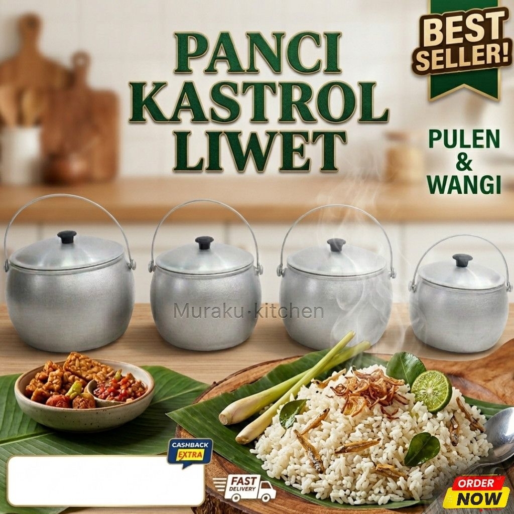 Panci Liwet 3 Liter Tebal - Kastrol Liwet No.7 Tebal Panas Merata Mudah dibersihkan