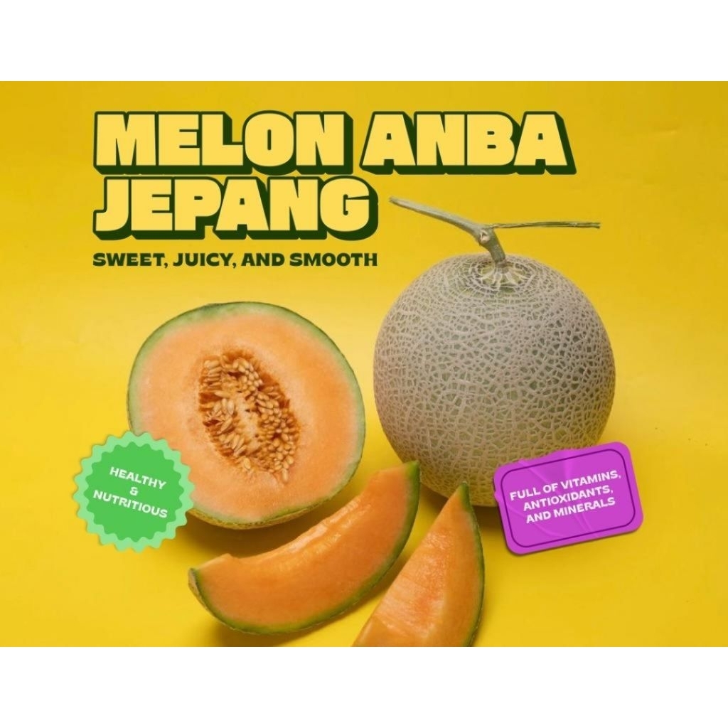 melon oren jepang anba fresh 1 buah -+1.5 kg / melon anba jepang fresh manis 1 buah utuh / melon man