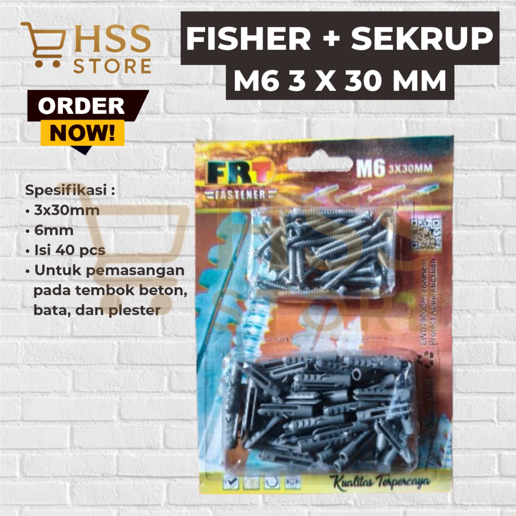 fisher + Sekrup Faster M6 3 X 30 MM / Pengencang Sekrup Fisher / Pengencang Baut Fastener