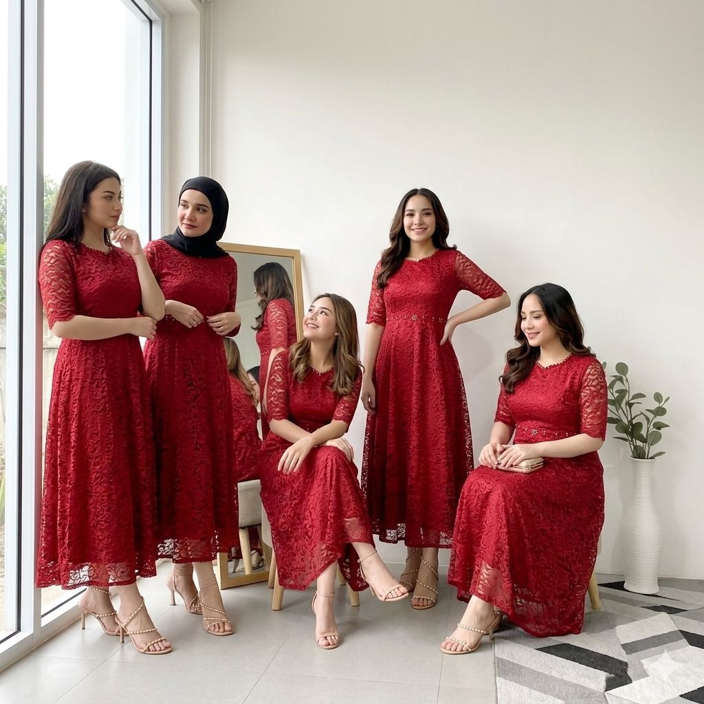 Dress Wanita Modern / Dress Brokat Katun / Dress Nagita Lengan Pendek