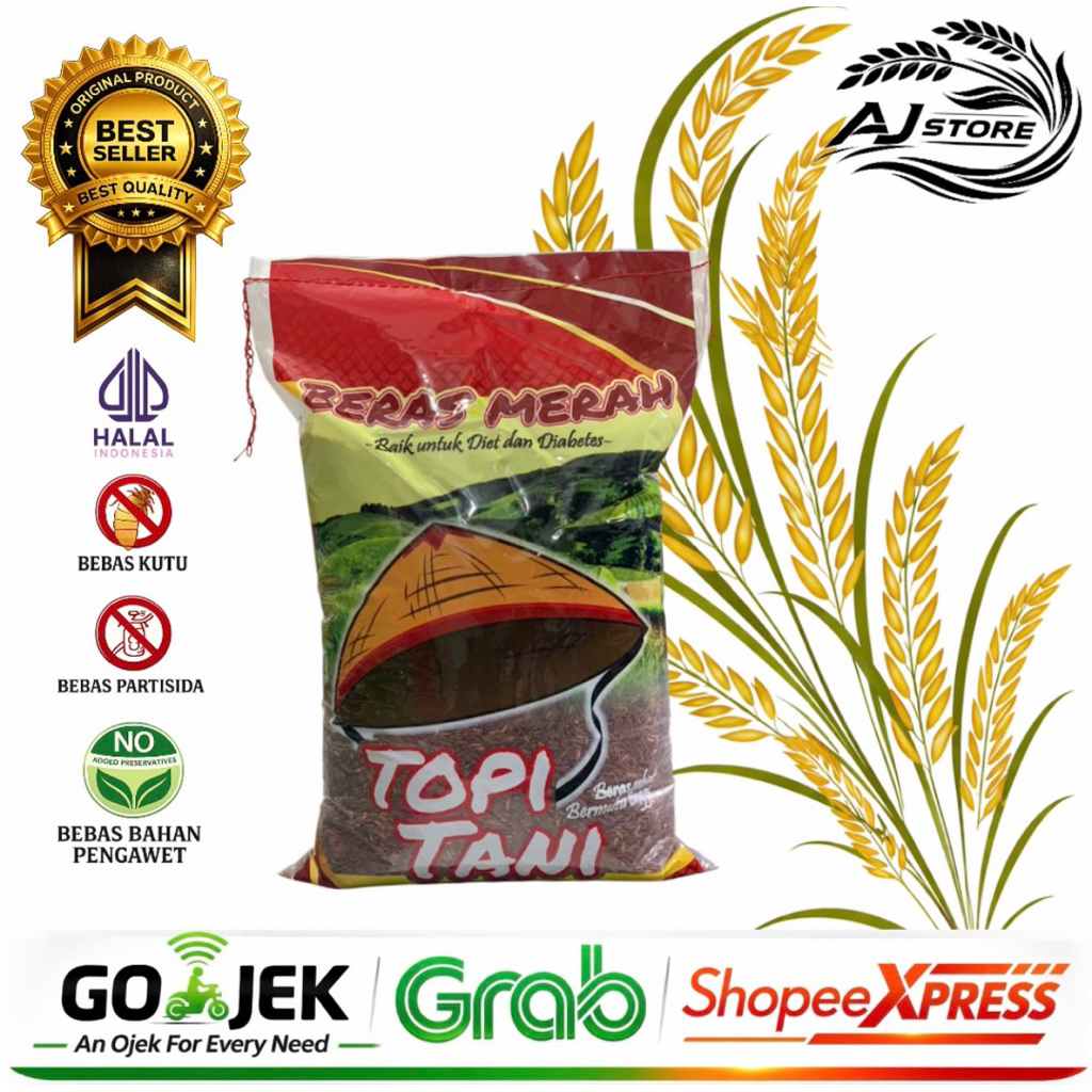 Beras Merah Pecah Kulit Super Cap Topi Tani 5kg