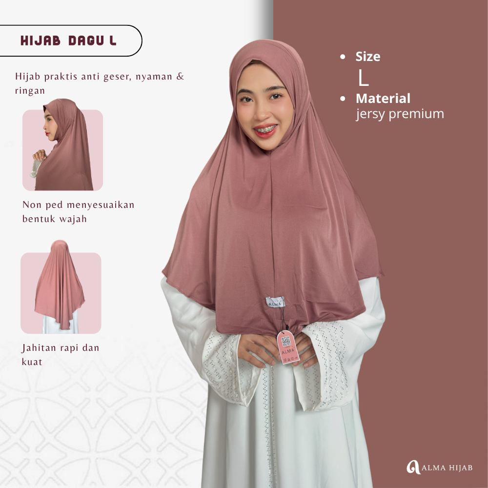 Zahira Dagu - Hijab Instan Zahira Dagu Malay Size L // Bergo Dagu Malasyia Jersey Premium