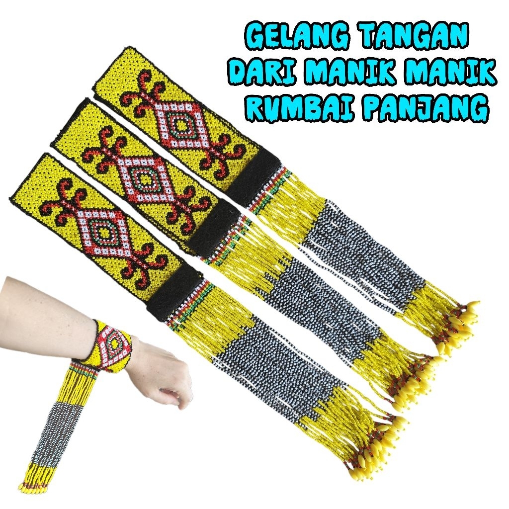 Gelang manik dayak rumbai panjang / Gelang Dayak / gelang nari / gelang Dayak Kalimantan / gelang da