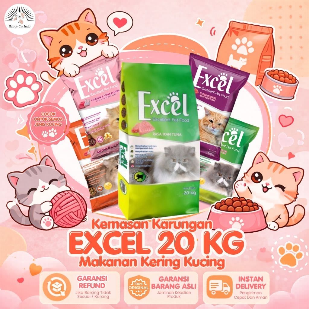 Makanan Kucing Kering EXCEL 20 KG Kemasan Karungan 1 SAK