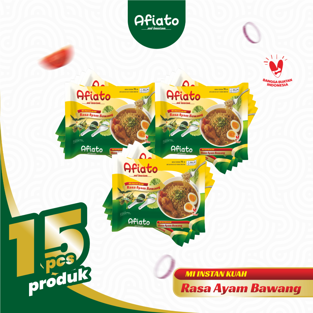 15 Pack Mie Instan Kuah Afiato Rasa Ayam Bawang | Enak Murah Bermanfaat | Mie Enak Kaya Manfaat | Mi