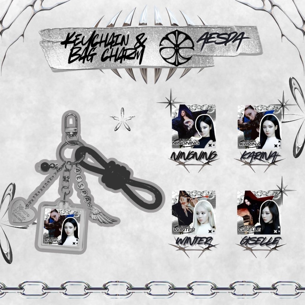 AESPA Keychain foto 2 sisi Gantungan Kunci AESPA ganci kpop aespa lucu ganci kpop akrilik Bag charm 