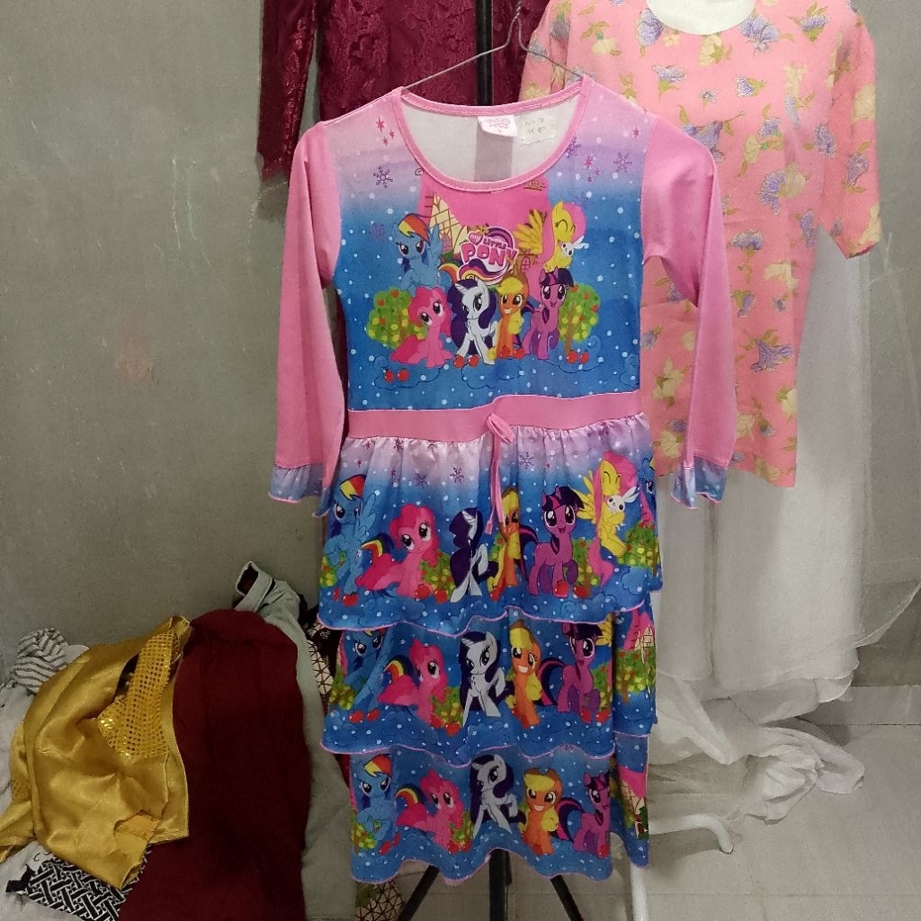 gamis anak motif kuda pony prelov ld 70 cm anb 72