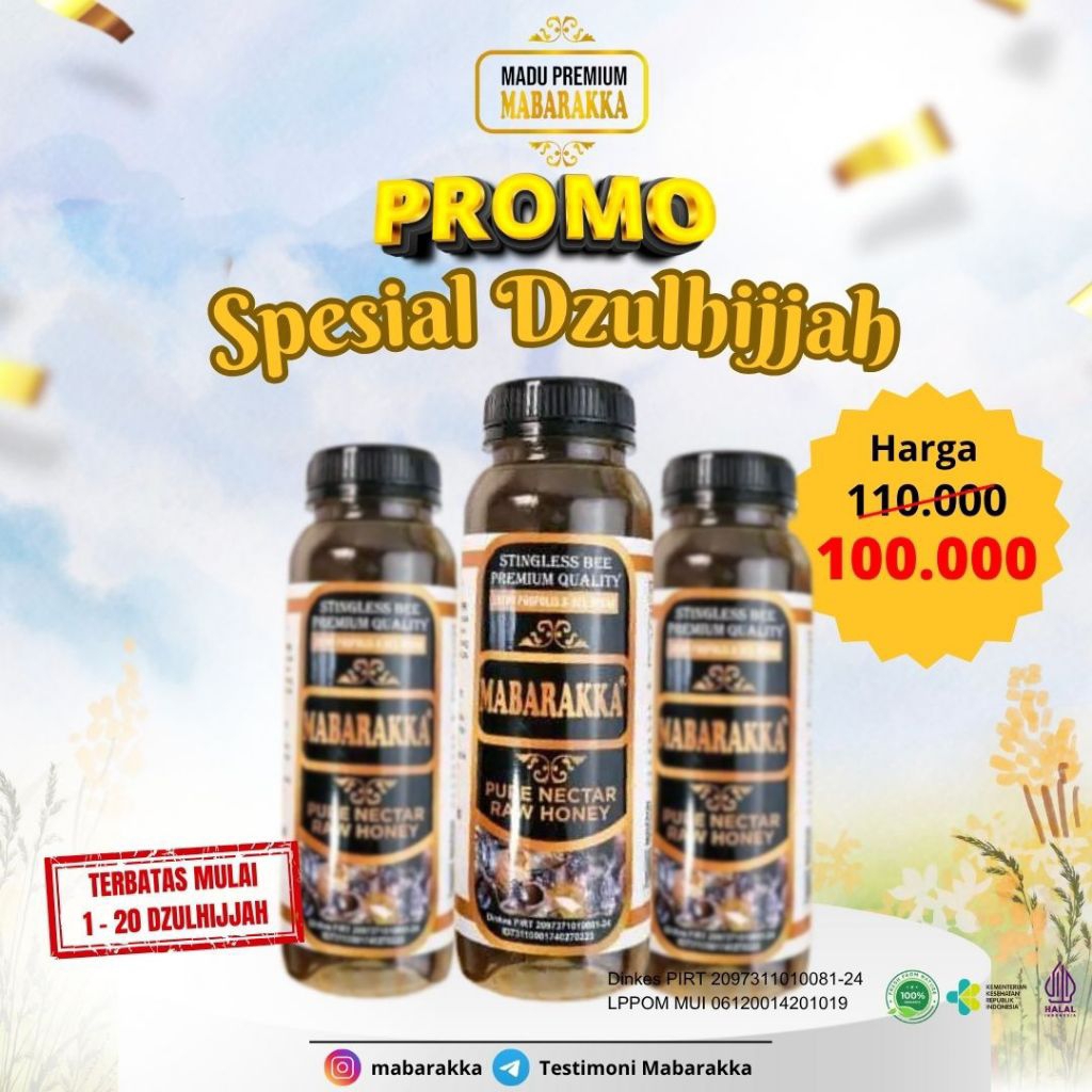 PROMO SPESIAL DZULHIJJAH,MADU TRIGONA MABARAKKA / MADU KLANCENG MABARAKKA ASLI SULAWESI