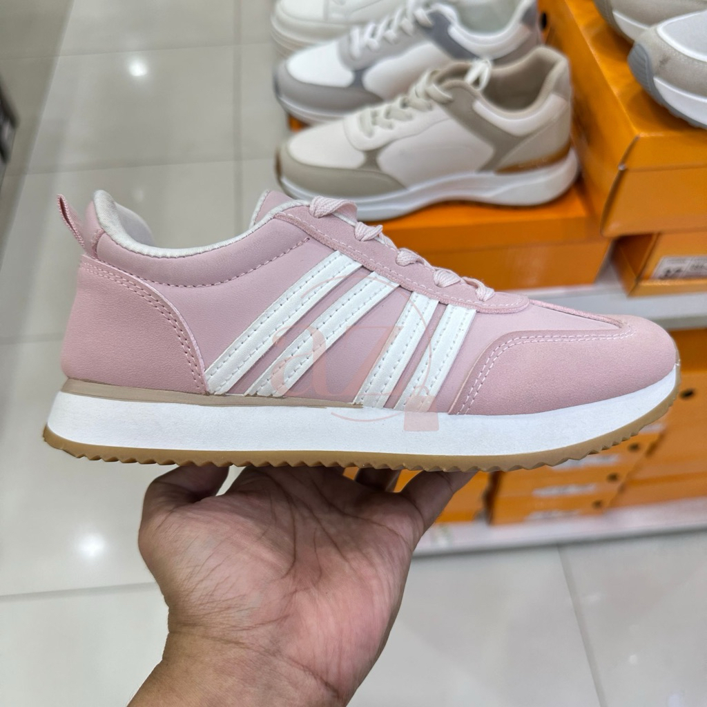 St. Moritz sepatu sneakers casual wanita shoes tali merah muda pink