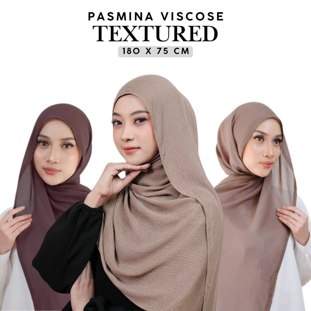 PASHMINA VISCOSE TEXTURED BY KEYVA HIJAB PASMINA POLOS SIZE 180X75CM