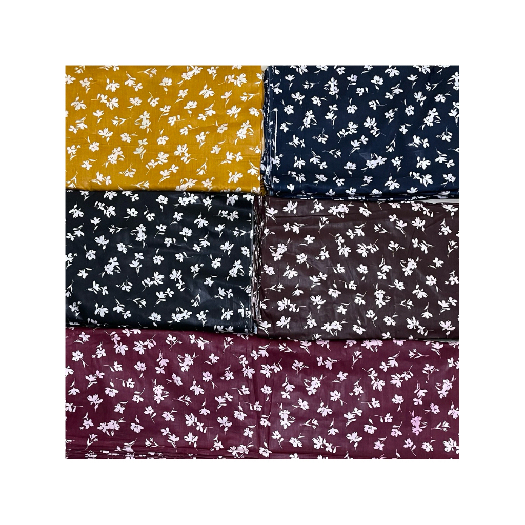 kain rayon santung motif bunga kecil