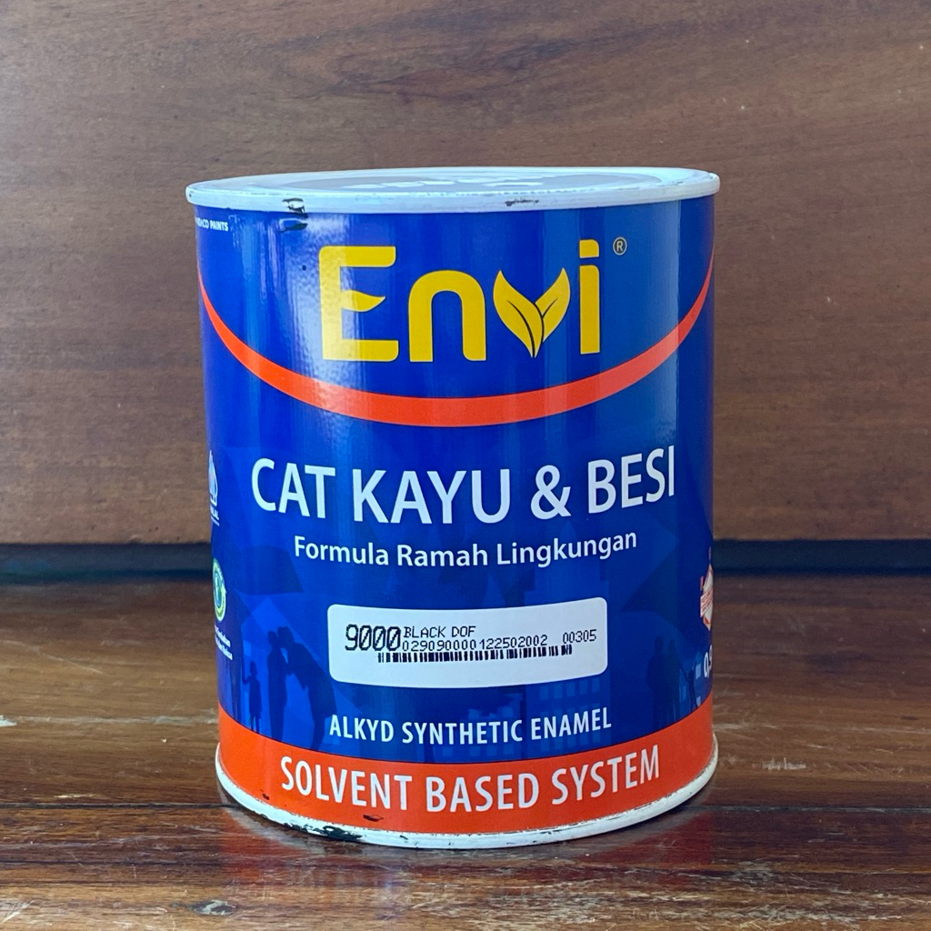 cat kayu dan besi ENVI warna HITAM DOFF/HITAM MATTE/BLACK DOFF (9000) ukuran 1 kg 1 liter
