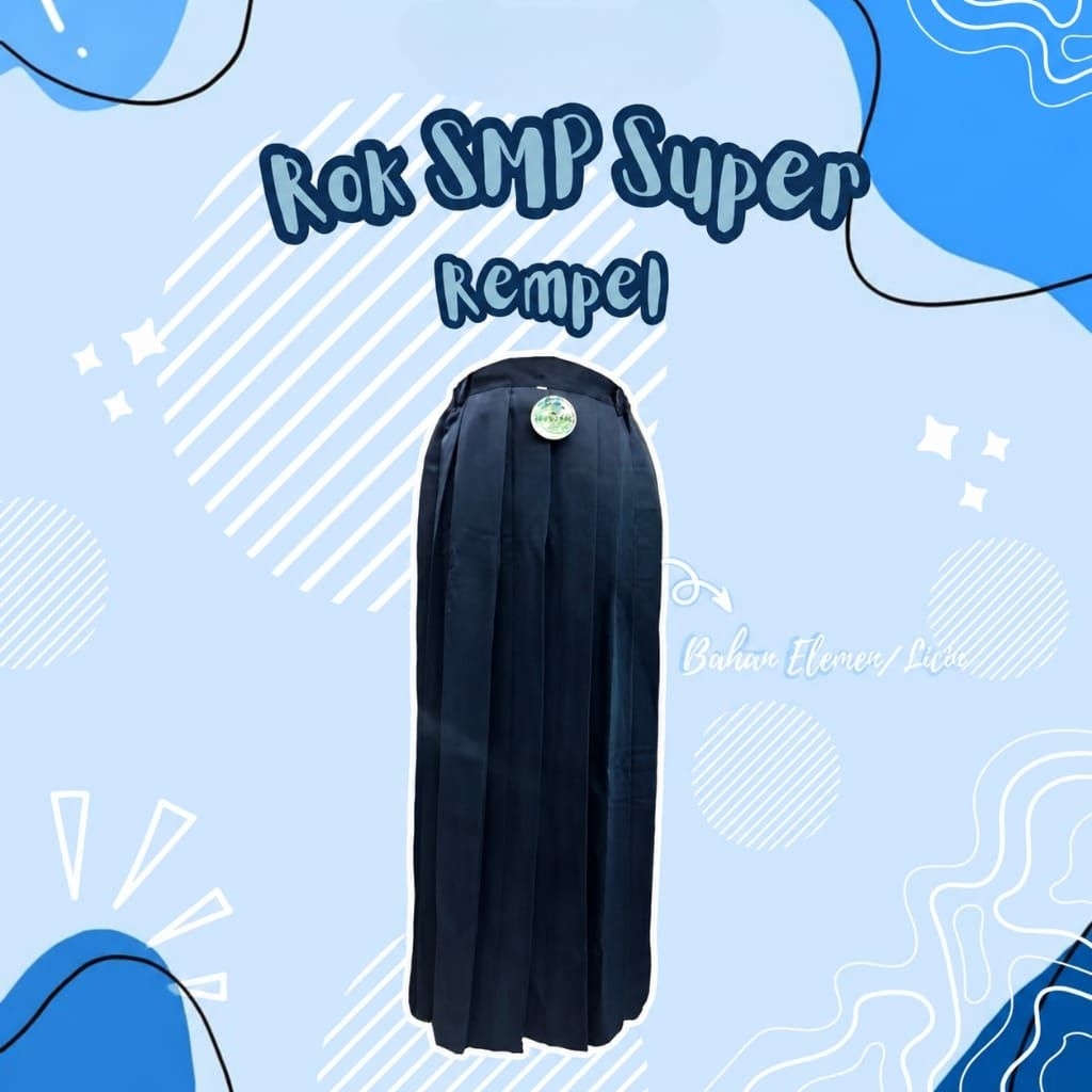 Rok Rempel Super DERESA ( Bahan Licin ) SMP/SMA/PRAMUKA/HITAM