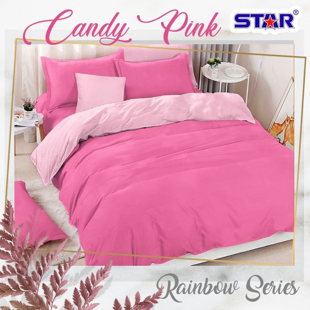 Sprei Set Katun Star Polos Candy Pink