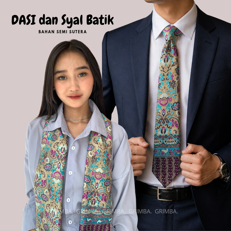 BISA INSTAN KURIR dasi pria instan motif batik syal batik wanita Ungu Muda oleh oleh khas indonesia