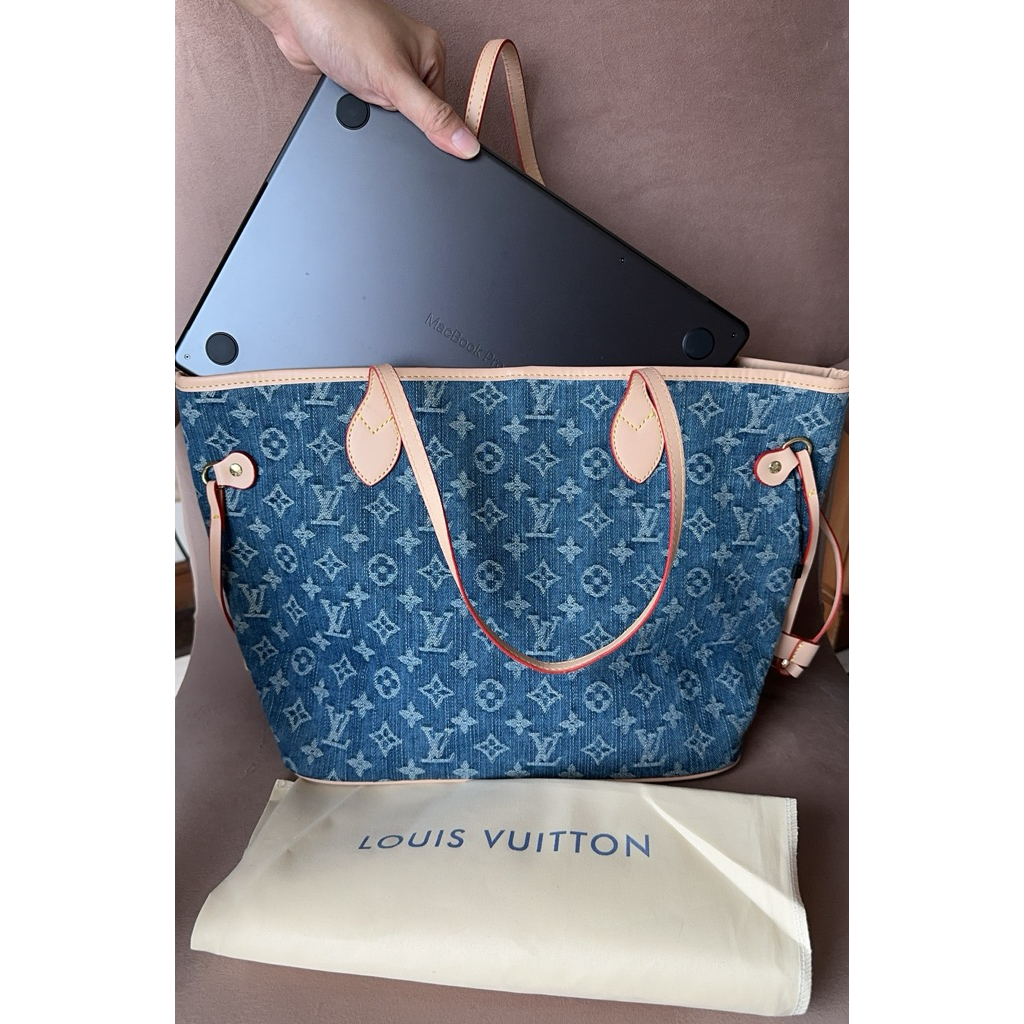 (Brand New, Never Used) ala LV Neverfull Denim Monogram | Bukan Ori | Include Dustbag, Pouch