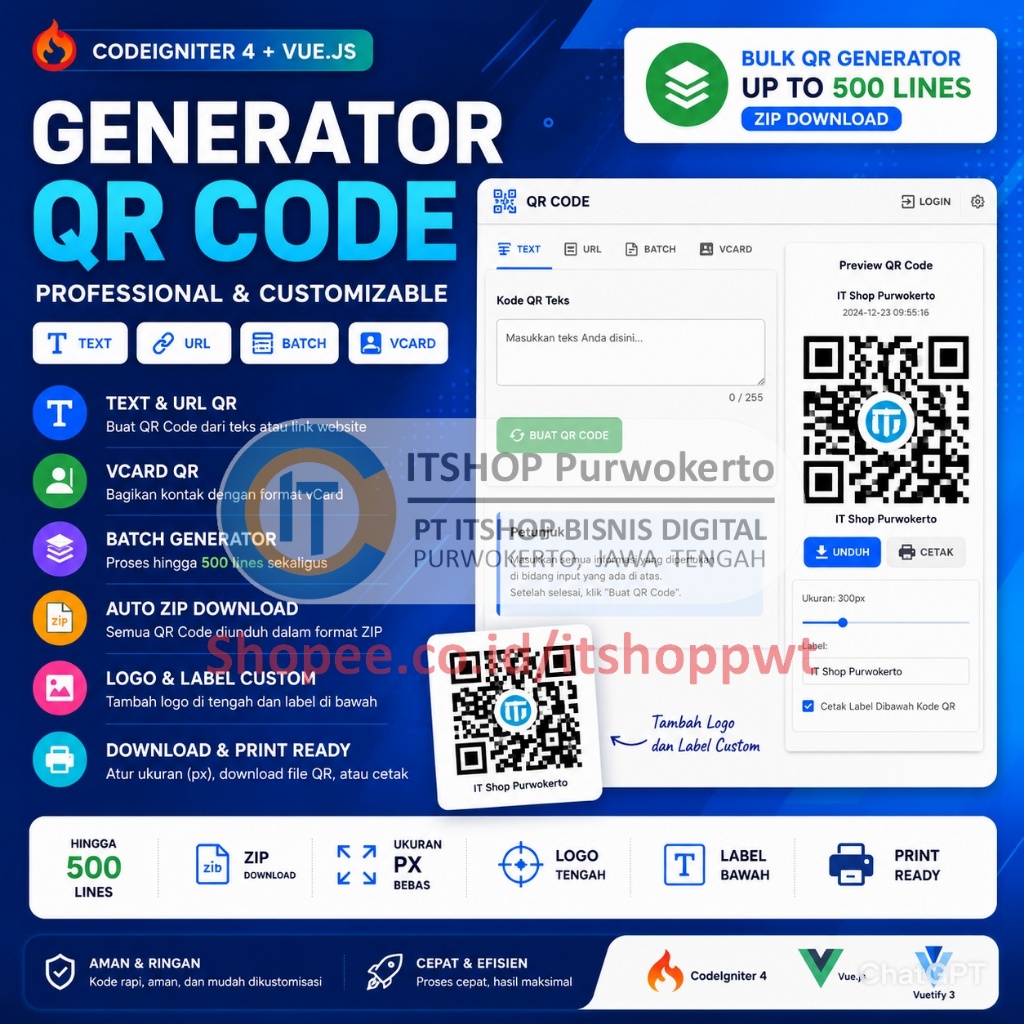 Source Code Aplikasi Web QR Code Generator Sederhana CodeIgniter 4 CI4